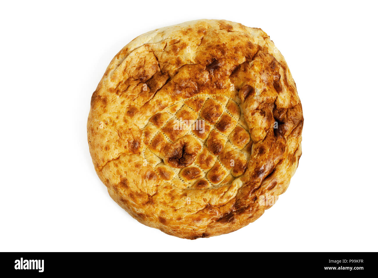 Round pita bread. Closeup. Isolated on white background Stock Photo