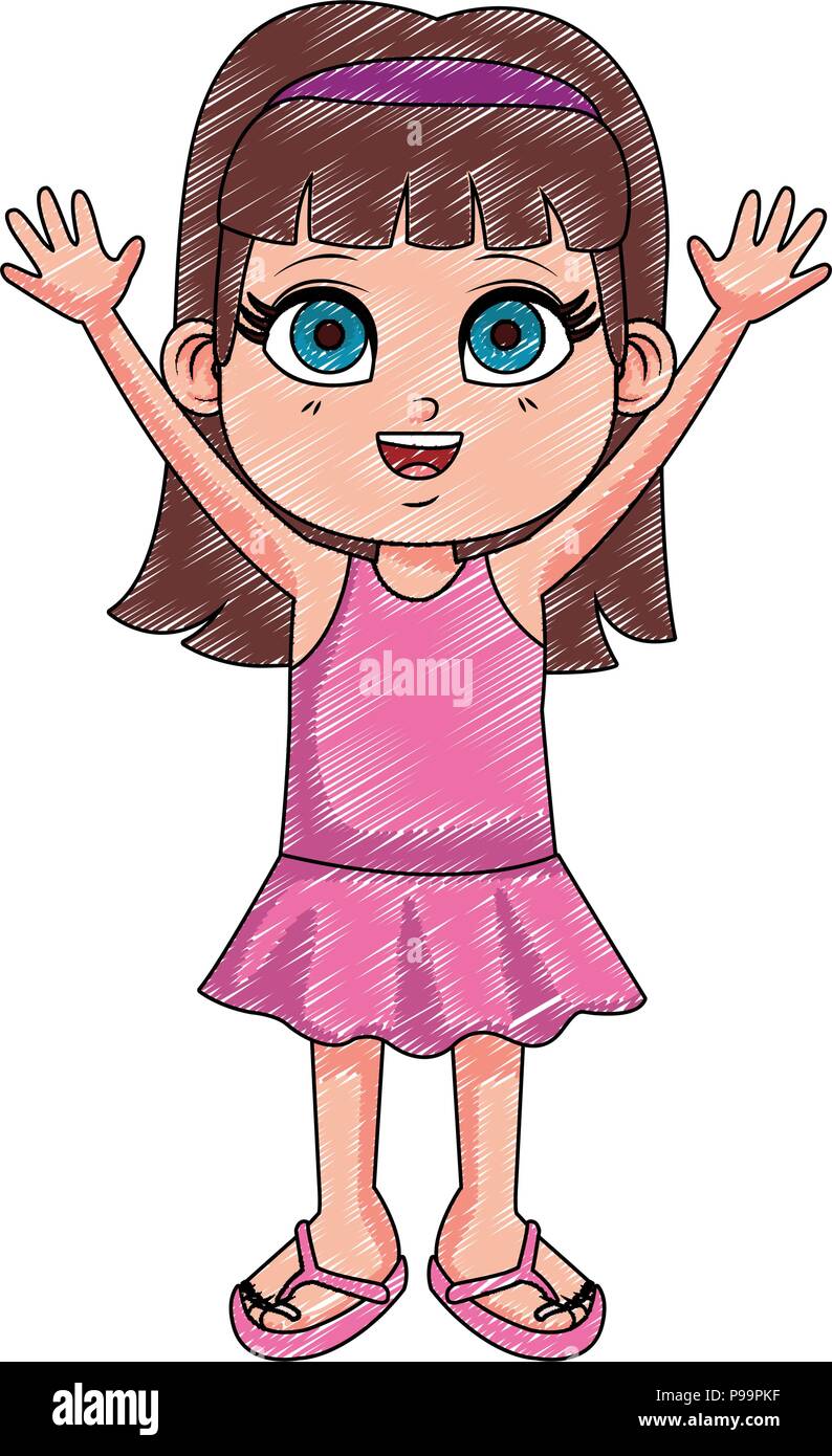Beautiful girl with hands up cartoon vector illustration graphic design  Stock Vector Image & Art - Alamy