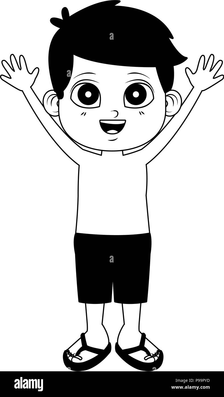 Cute Boy Hands Up Cartoon Vector Illustration Graphic Design Stock Vector Image Art Alamy