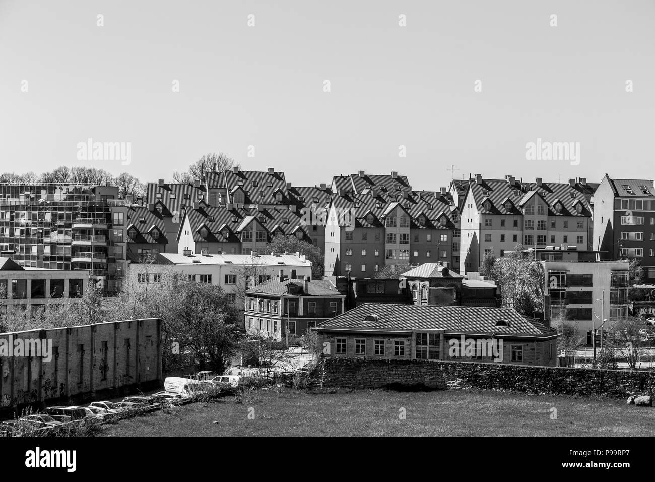 Medieval rooftop view Black and White Stock Photos & Images - Alamy