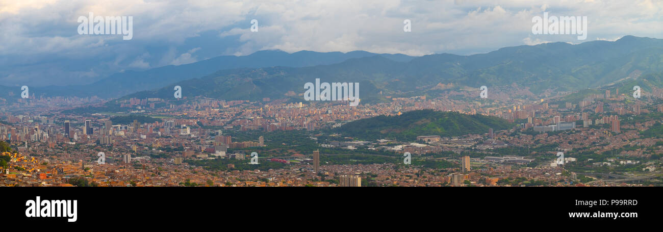 Panoramic view of Medellin, Colombia from Santo Domingo Stock Photo