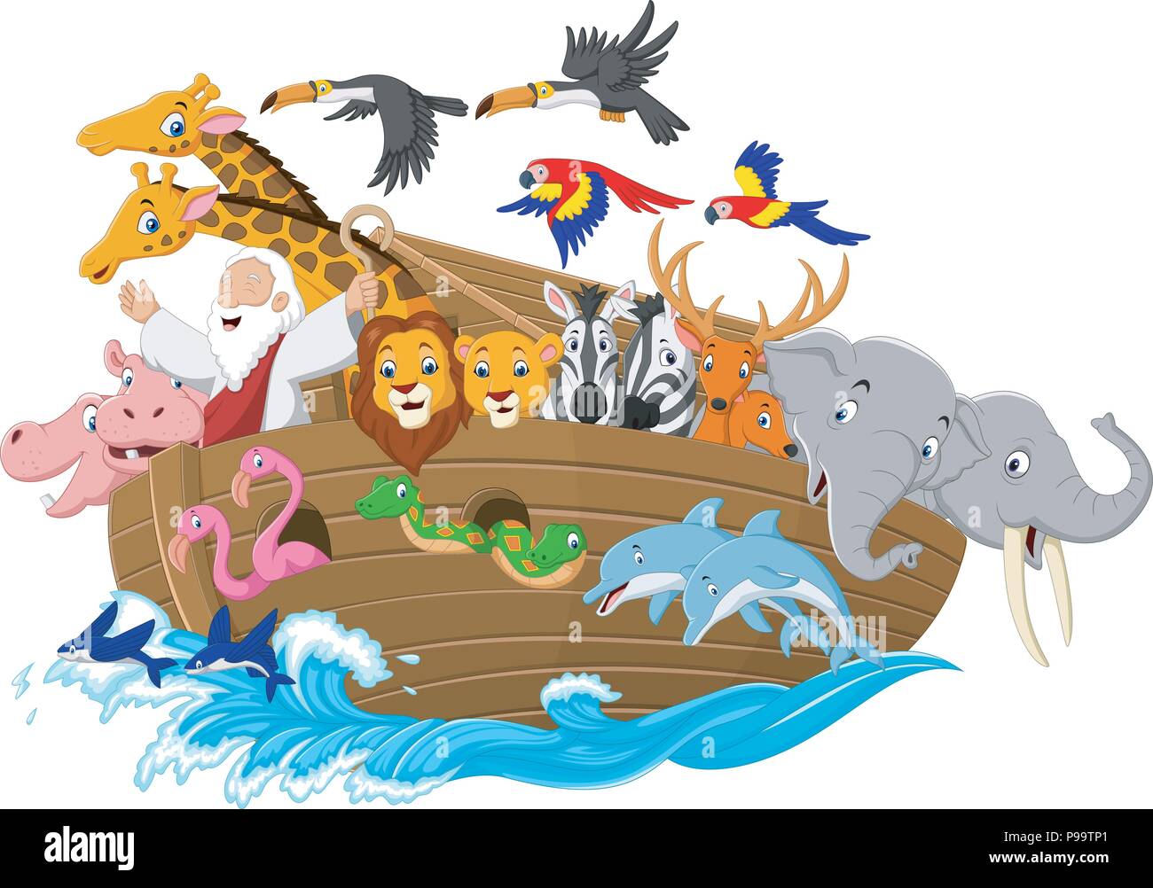 Cartoon Noah's ark isolated on white background Stock Vector Image