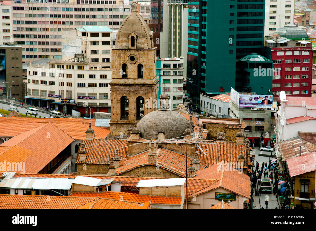 LA PAZ, BOLIVIA - September 6, 2014: Cityscape of the highest altitude capital in the world Stock Photo