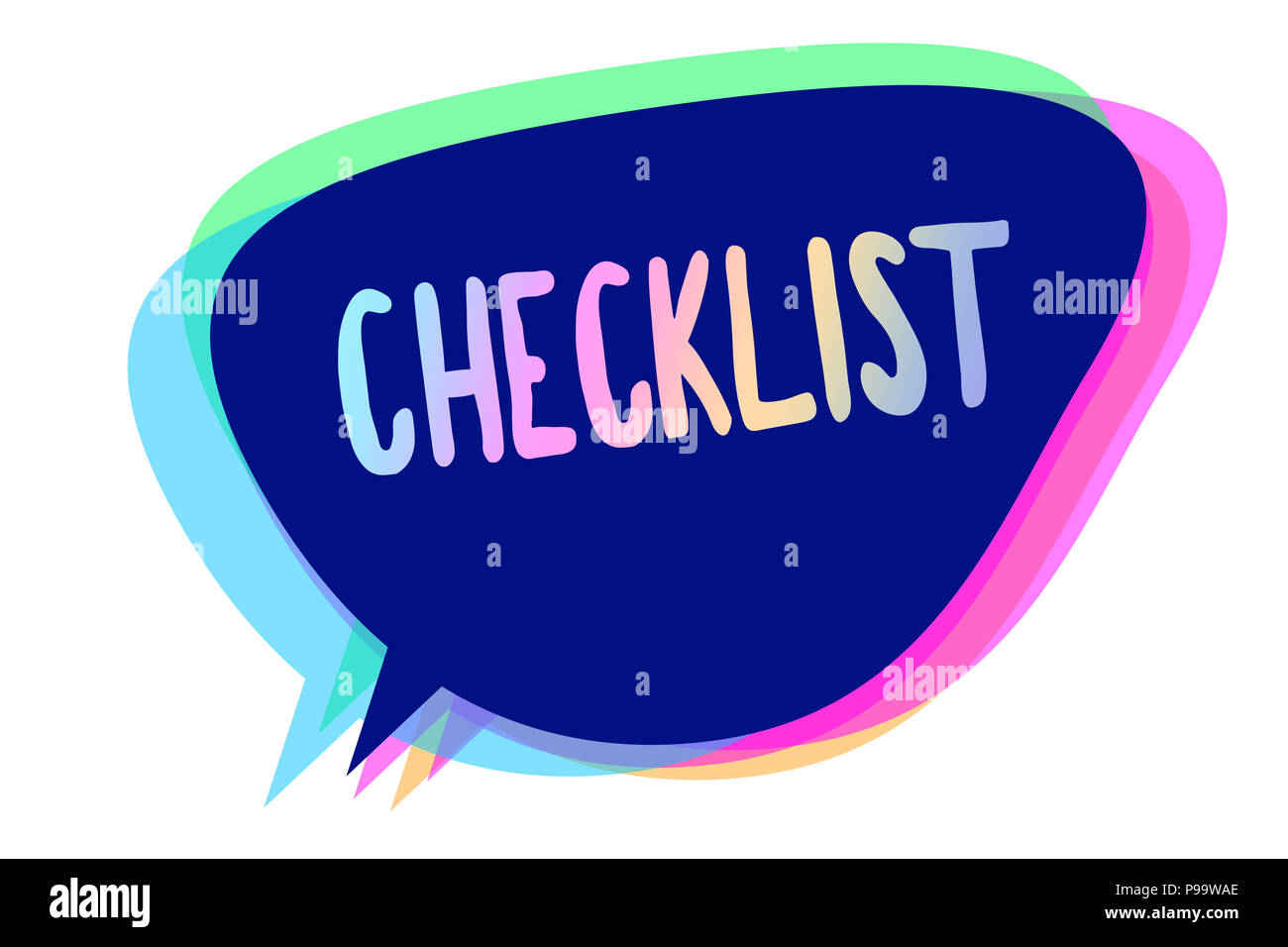 Handwriting text writing Checklist. Concept meaning List down of the