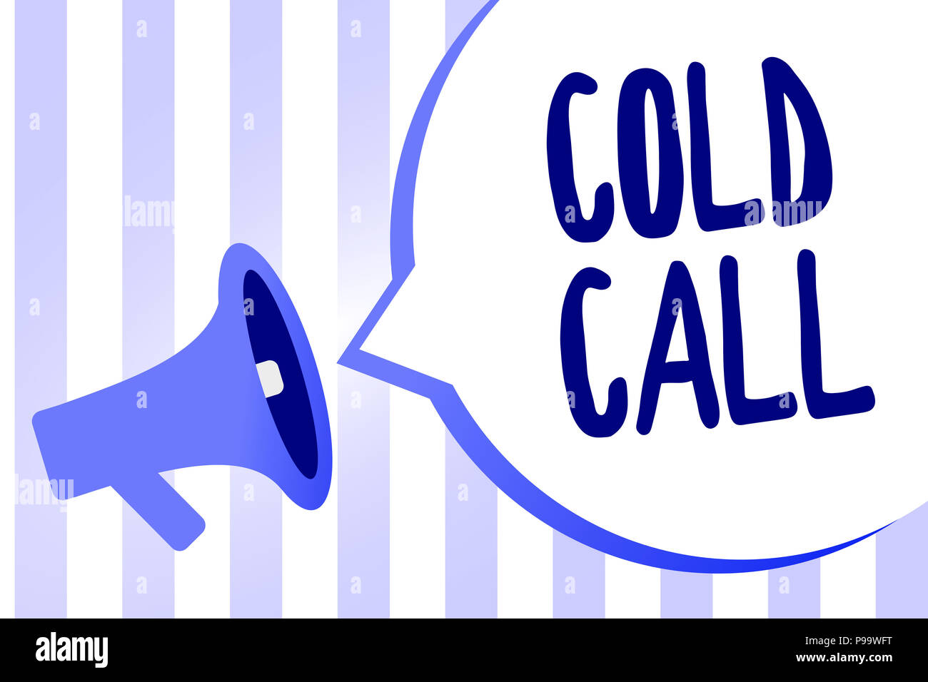 Word writing text Cold Call. Business concept for Unsolicited call made by someone trying to sell goods or services Megaphone loudspeaker loud screami Stock Photo