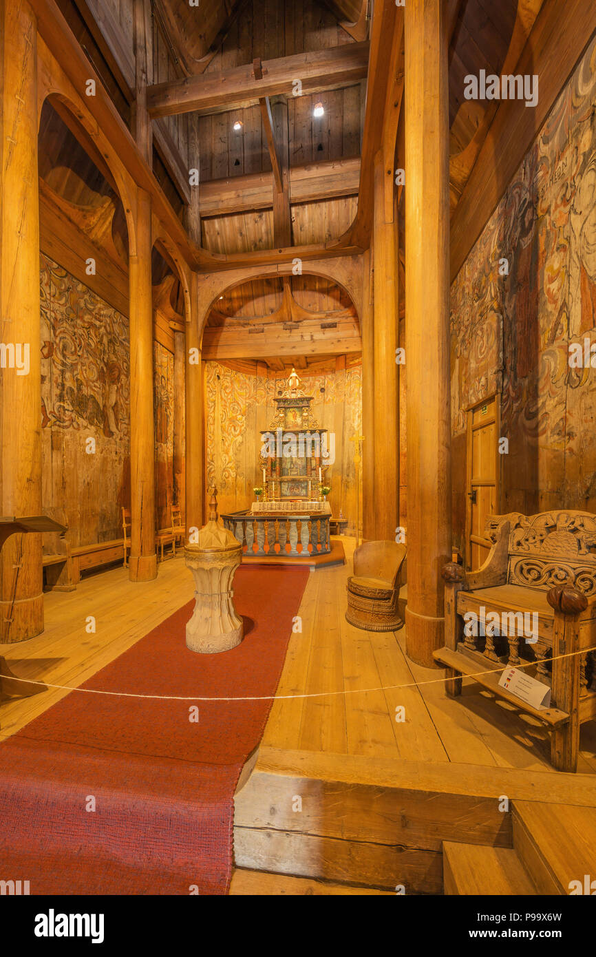 Inside view of heddal stave church hi-res stock photography and images ...