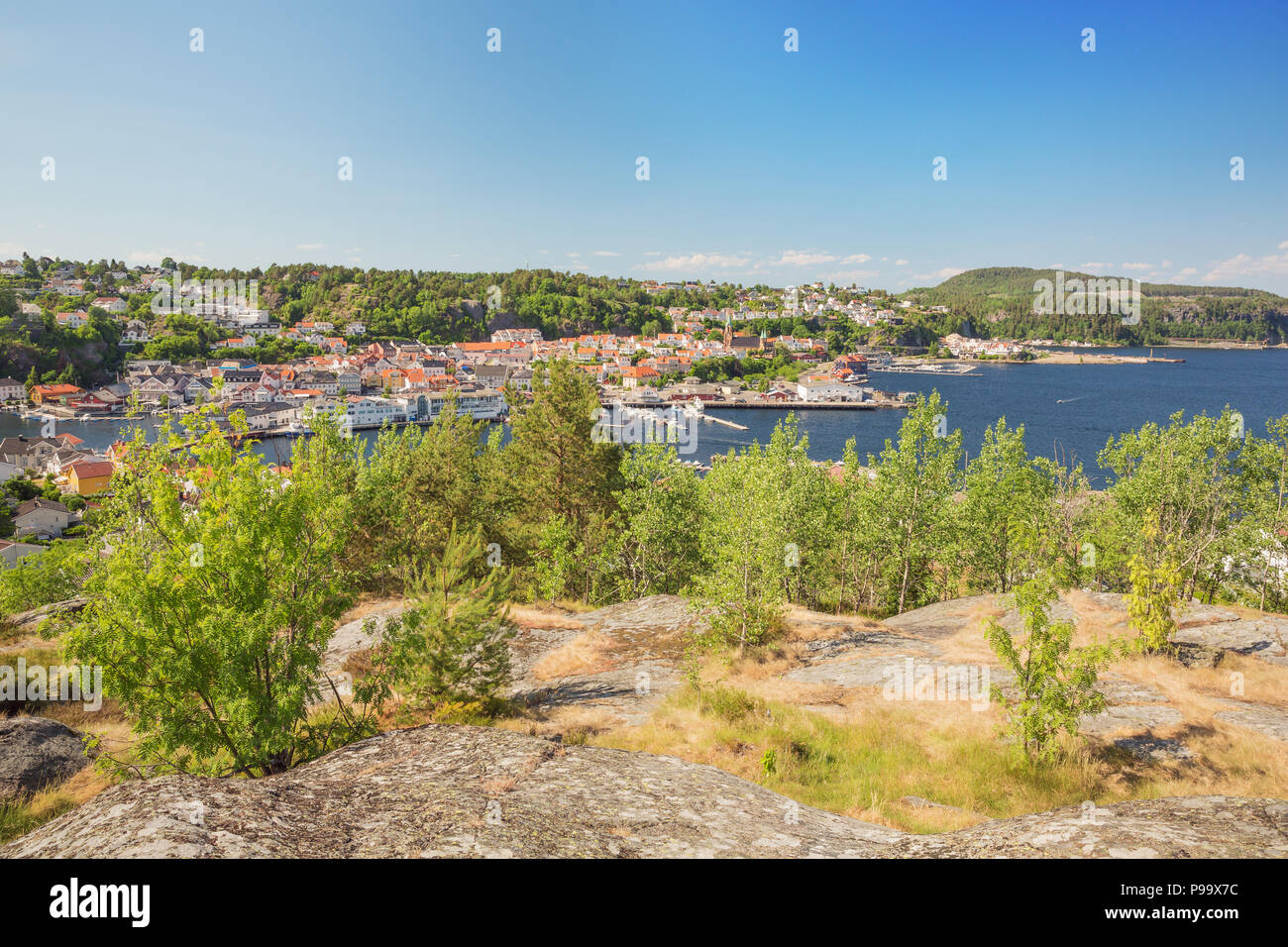 View over Kragero with its waterfront Stock Photo