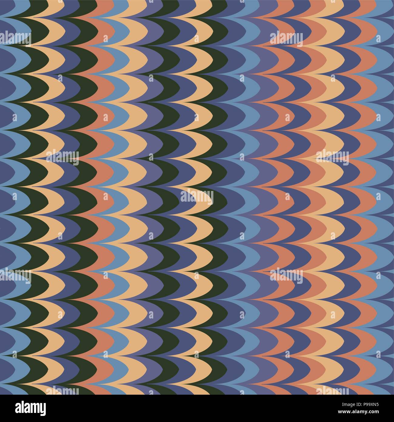 Vector ikat wave contrast retro seamless pattern Stock Vector