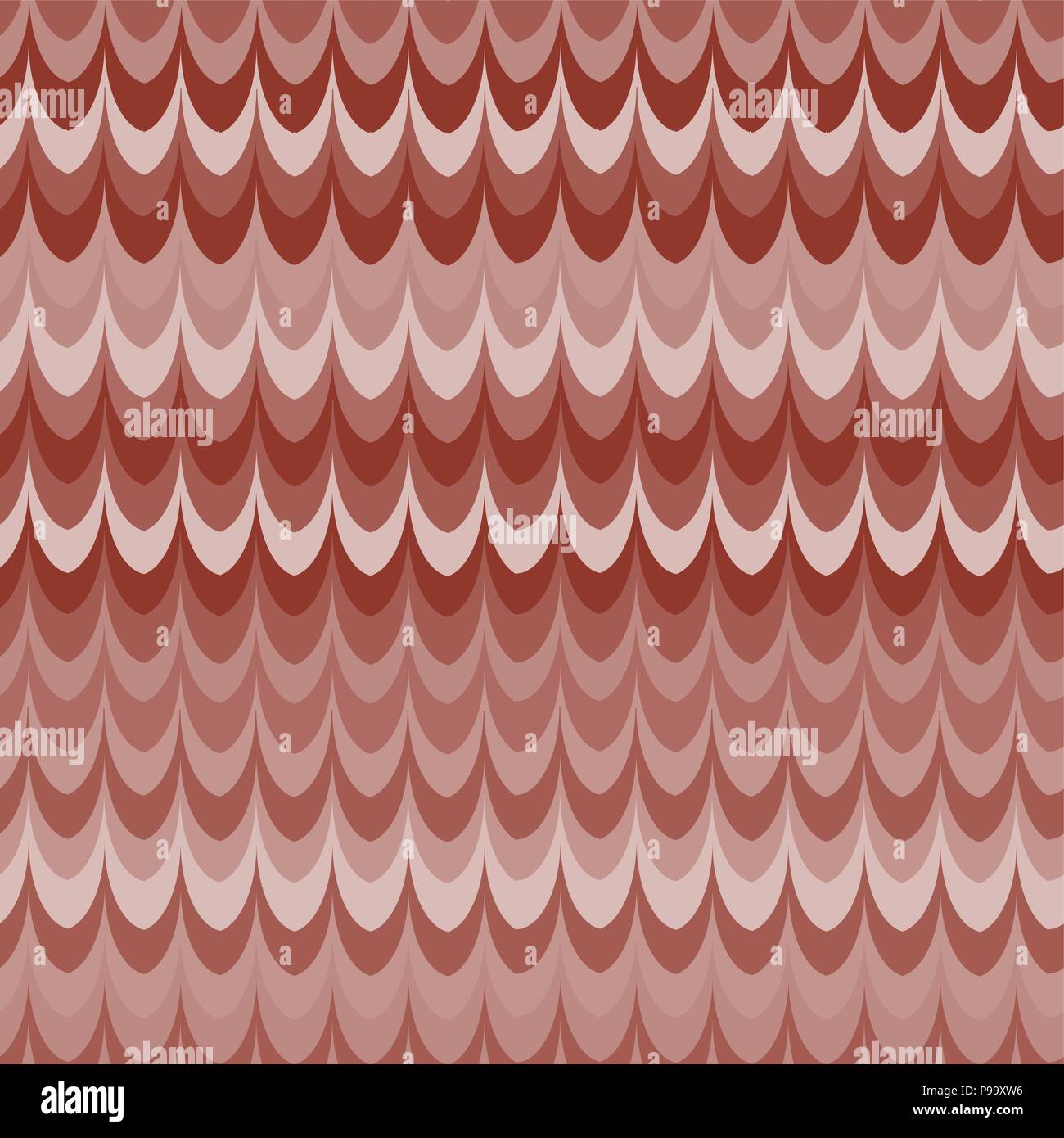 Vector ikat wave red feather retro seamless pattern Stock Vector