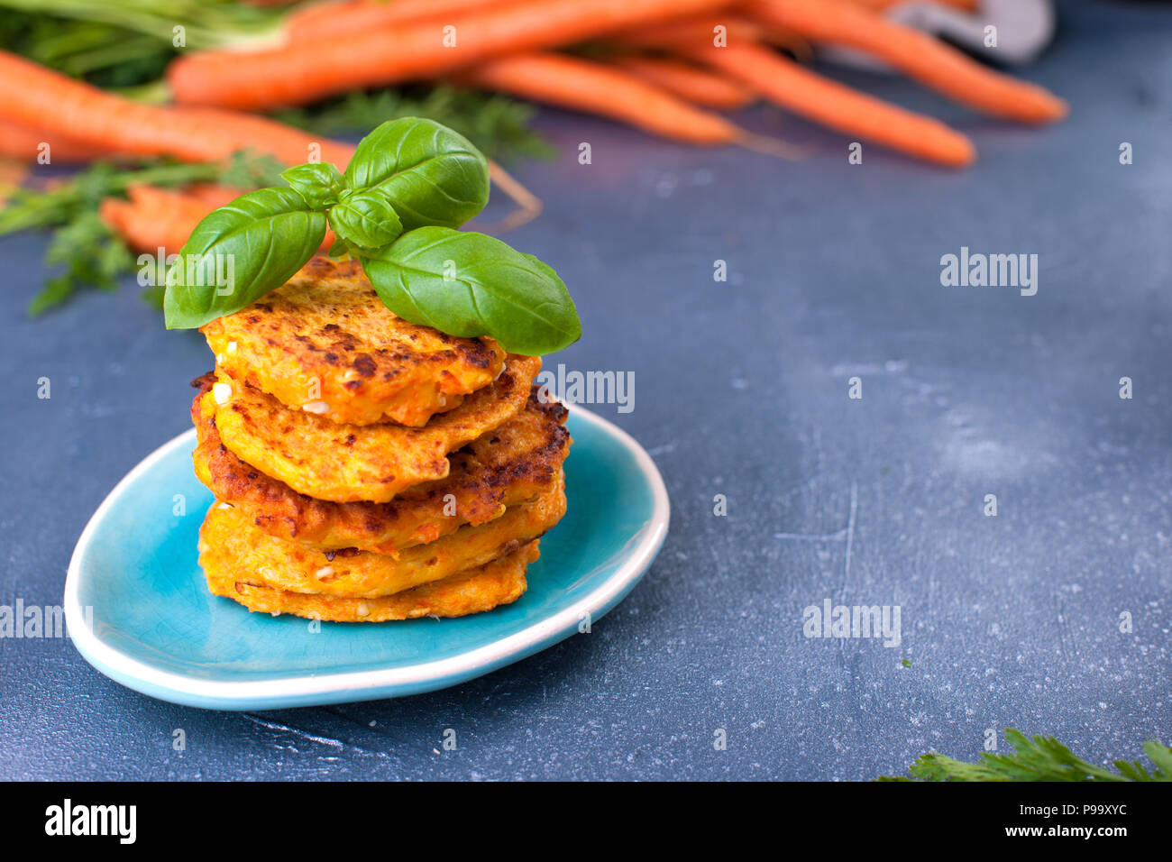 Cutlets from carrots for breakfast. Vegetarian healthy food. Spring
