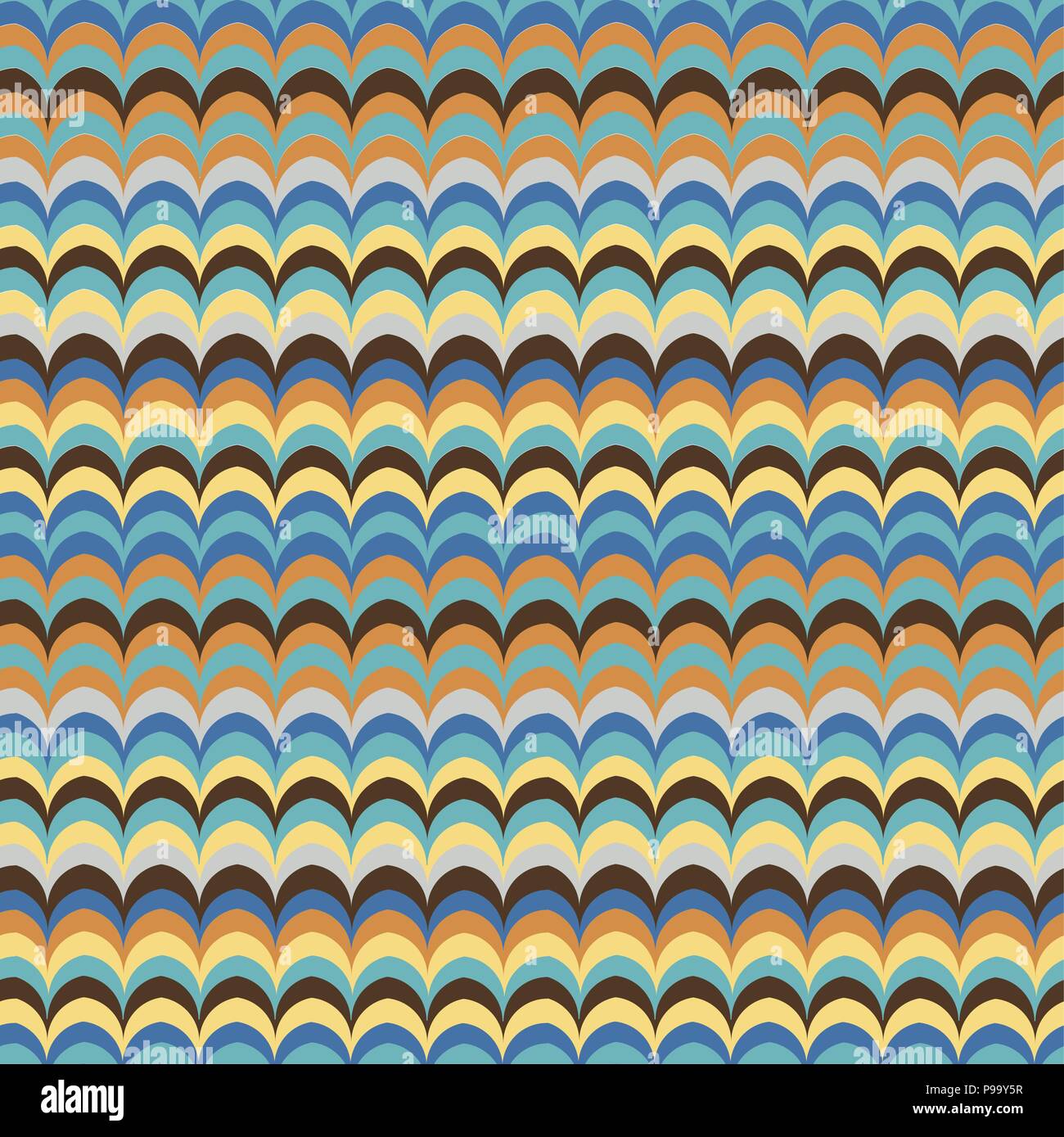 Vector ikat wave feather oriental retro bright colours seamless pattern Stock Vector