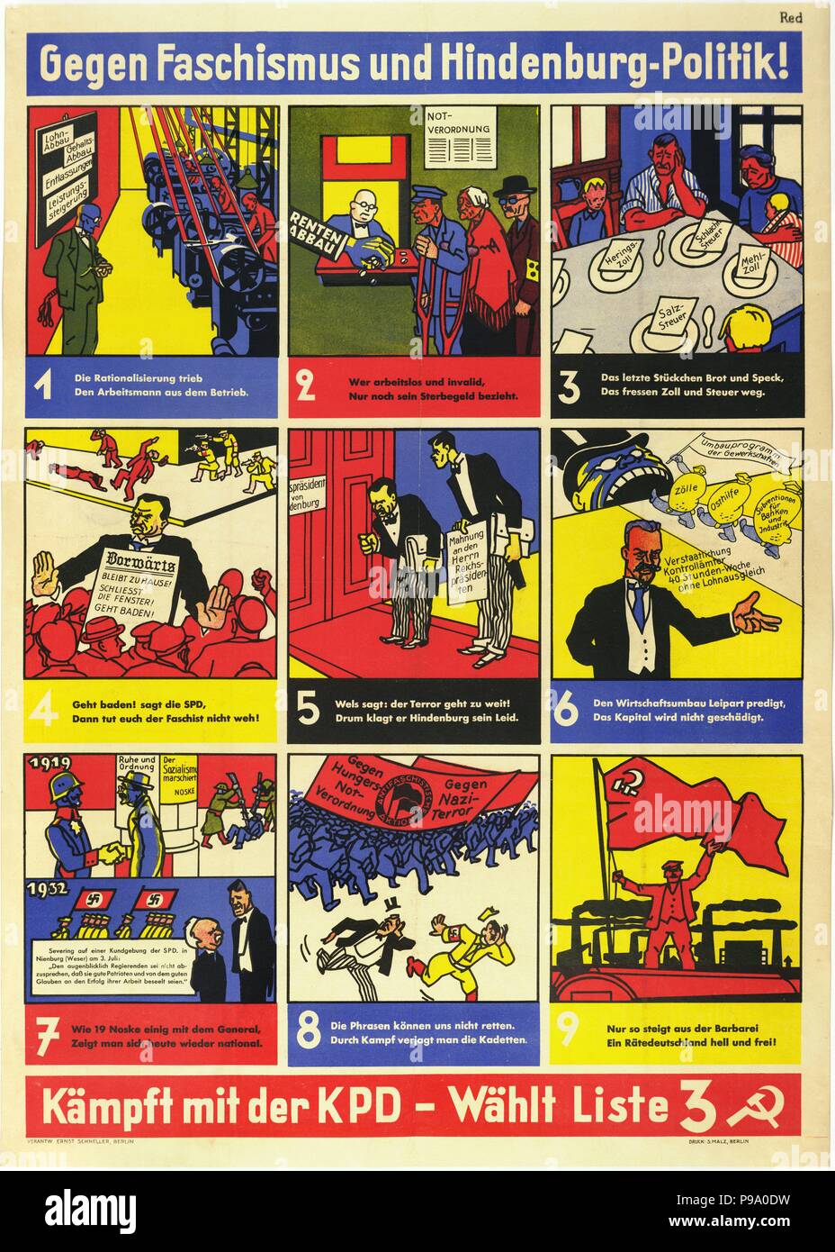 A2 Poster KPD Schluss mit diesem System Kommunismus Weimarer Republik Plakat 