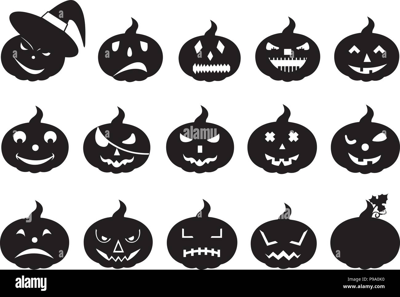 Halloween pumpkins isolated on white Stock Vector Image & Art - Alamy