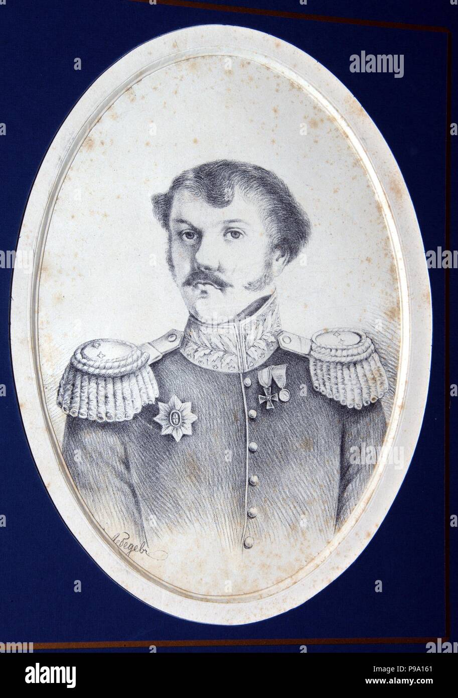 Portrait of the Decembrist Artamon Z. Muravyov (1794-1846). Museum: State Museum of A. S. Pushkin, Moscow. Stock Photo