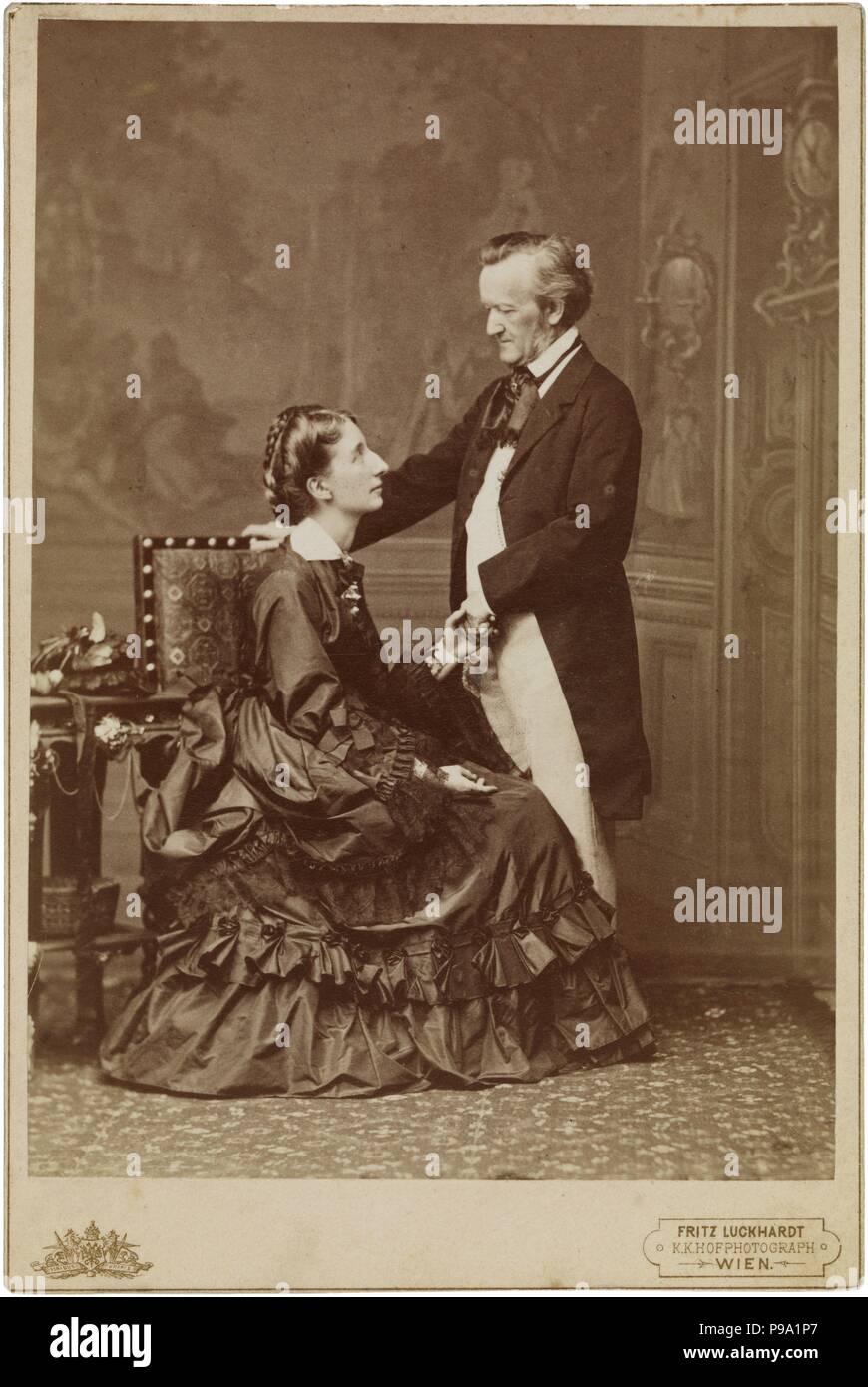 Richard and Cosima Wagner, 9 May 1872, Vienna. Museum: PRIVATE COLLECTION. Stock Photo