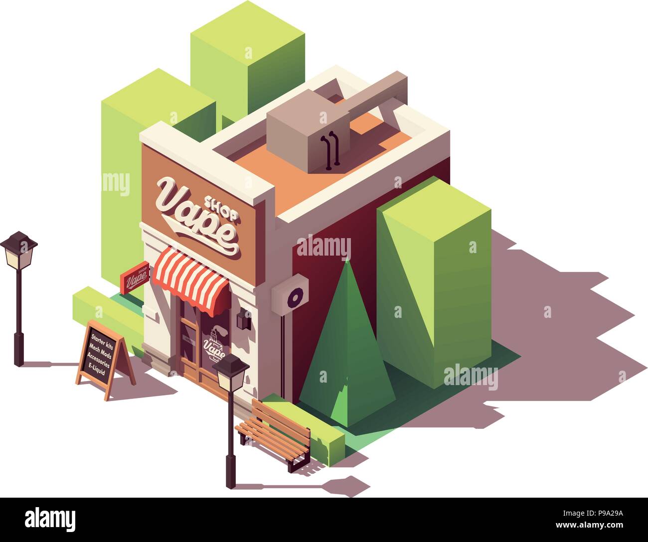 Vector isometric vape shop Stock Vector