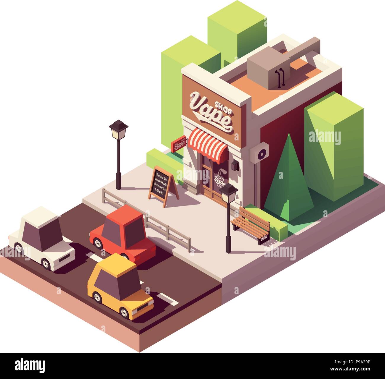 Vector isometric vape shop Stock Vector