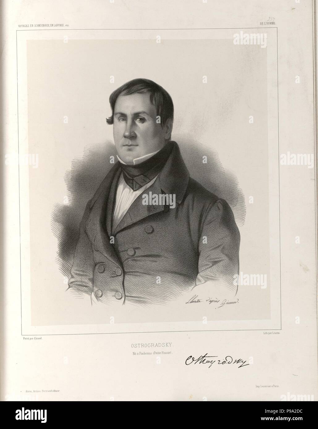 Portrait of Mikhail Vasilyevich Ostrogradsky (1801-1862). Museum: National Library of Norway, Oslo. Stock Photo