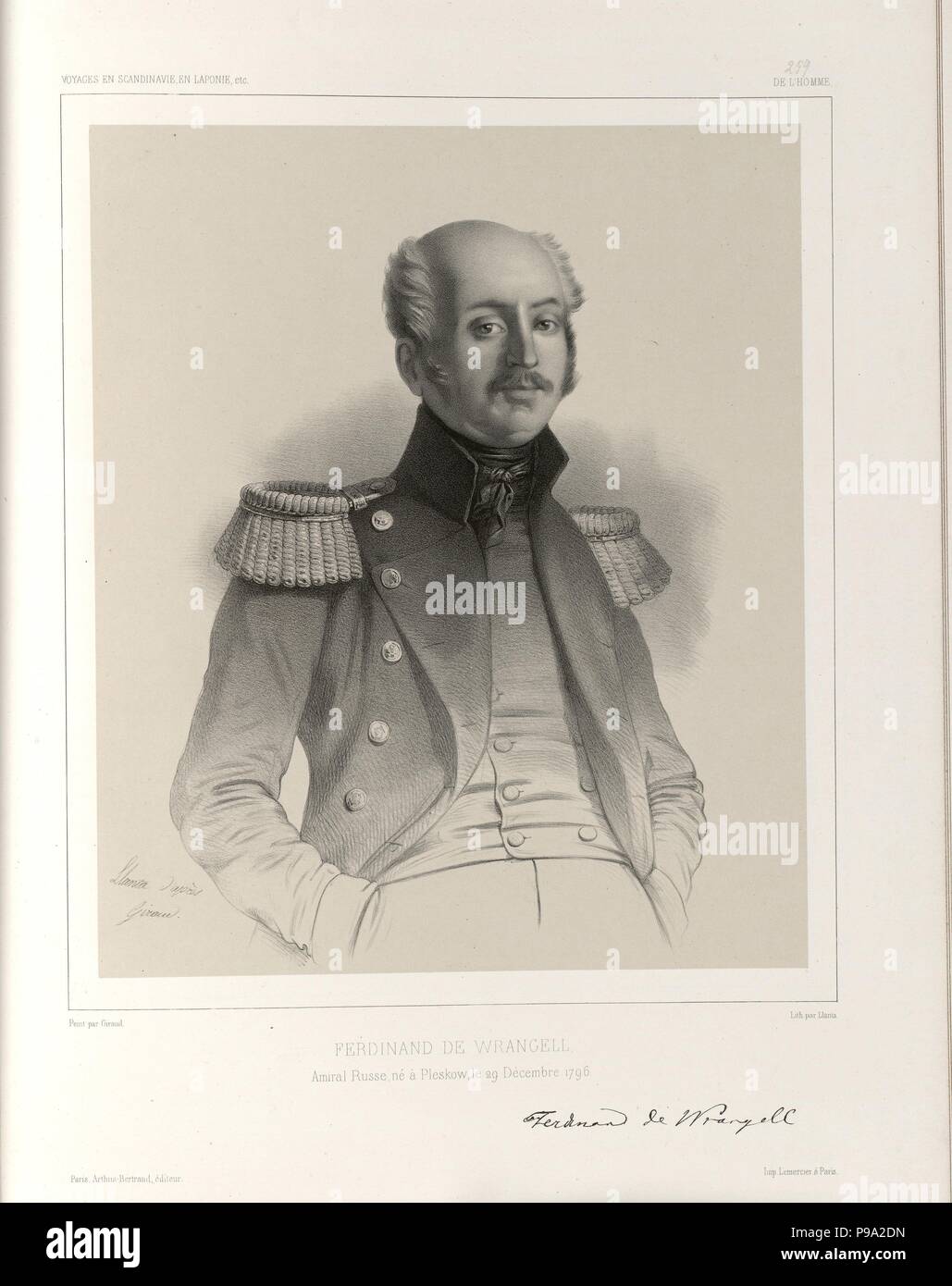 Portrait of Admiral Ferdinand Baron von Wrangel (1796-1870). Museum: National Library of Norway, Oslo. Stock Photo