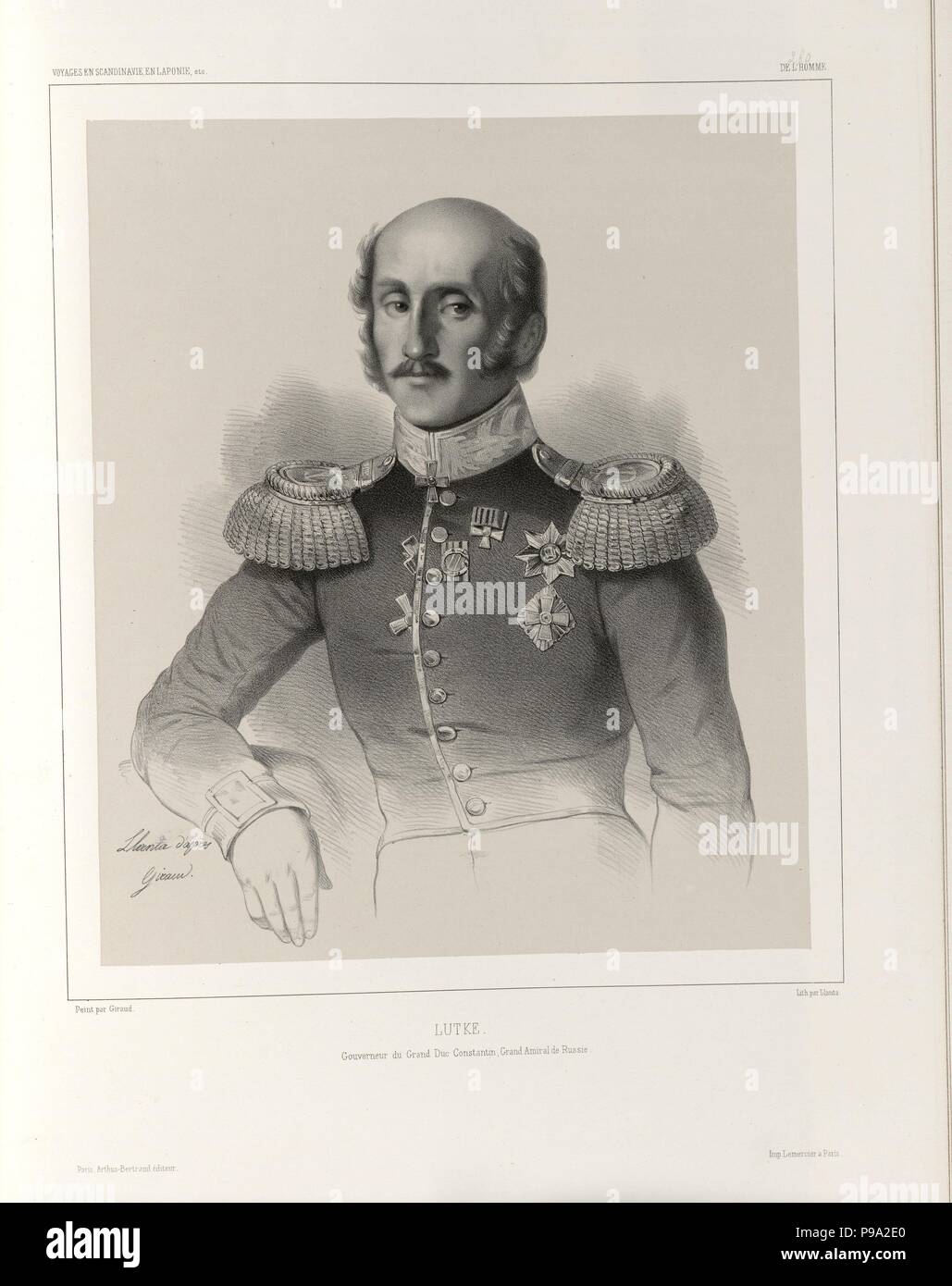 Portrait of Count Fyodor Petrovich Litke (1797-1882). Museum: National Library of Norway, Oslo. Stock Photo