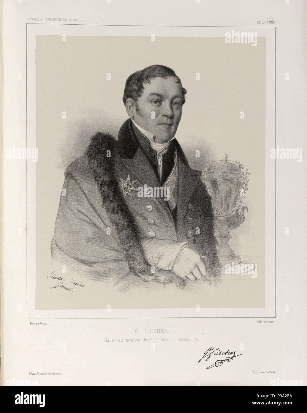 Portrait of Johann Gotthelf Fischer von Waldheim (1771-1853). Museum: National Library of Norway, Oslo. Stock Photo
