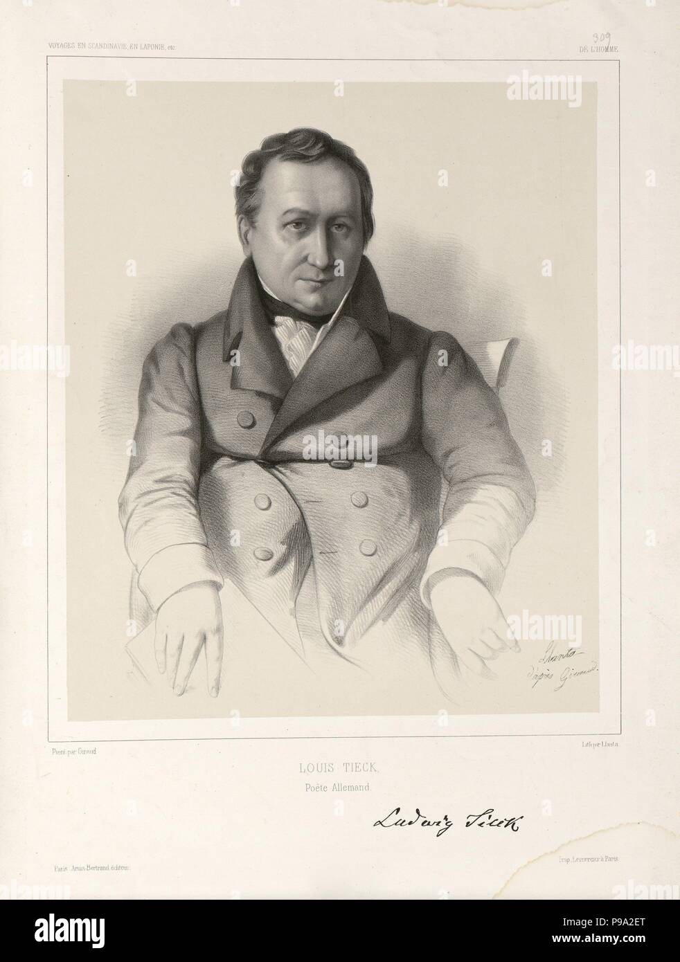 Portrait of Ludwig Tieck  (1773-1853). Museum: National Library of Norway, Oslo. Stock Photo