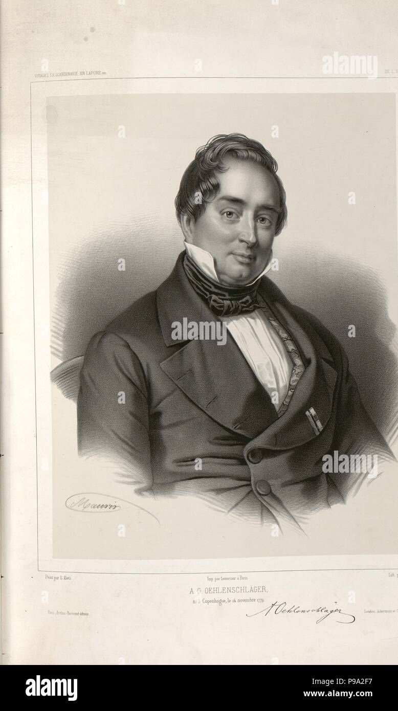 Portrait of Adam Gottlob Oehlenschläger (1779-1850). Museum: National Library of Norway, Oslo. Stock Photo
