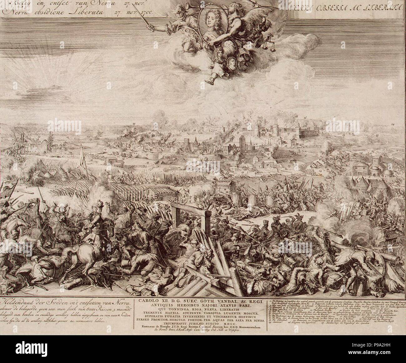 The Battle of Narva on 19 November 1700. Museum: State Hermitage, St. Petersburg. Stock Photo
