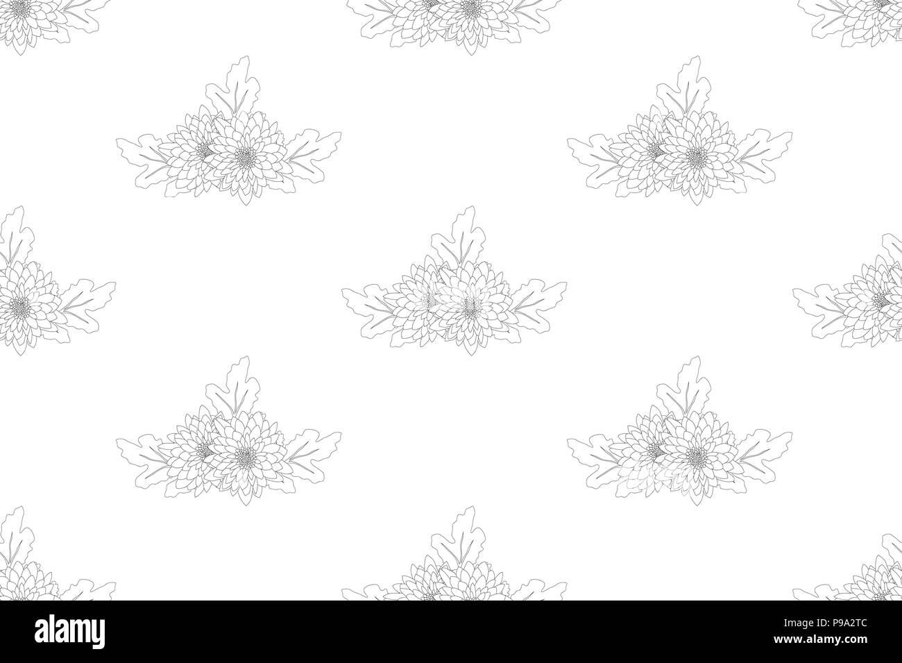 Chrysanthemum Flower Seamless on White Background. Vector Illustration. Stock Vector