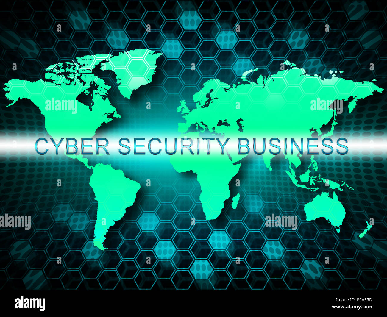 Cyber Security Business System Safeguard 3d Illustration Shows Online