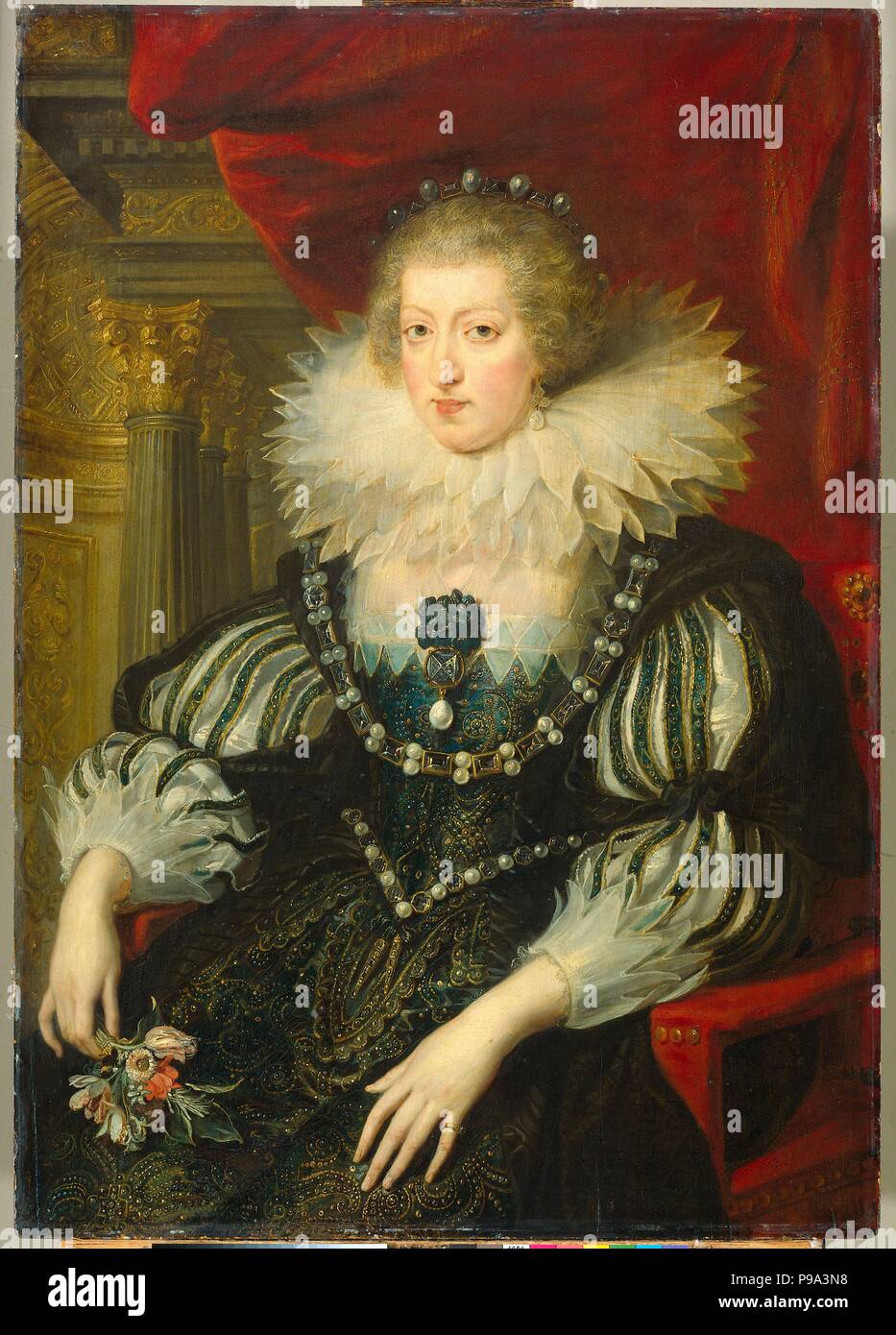 Portrait of Anne of Austria, Queen of France and Navarre (1601-1666). Museum: Rijksmuseum, Amsterdam. Stock Photo