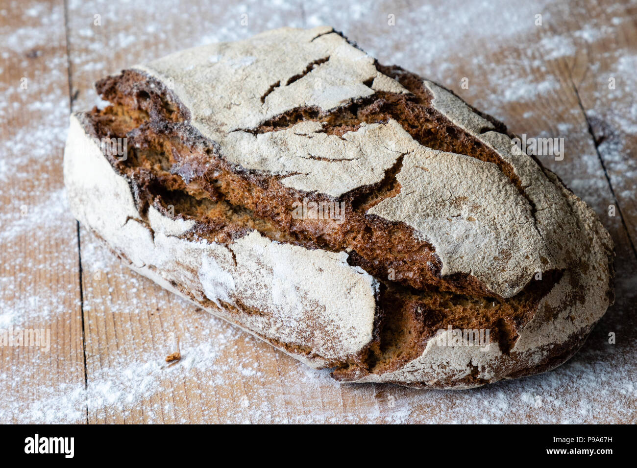 artisan healthy organic traditional cracked sourdough rye bread Stock ...