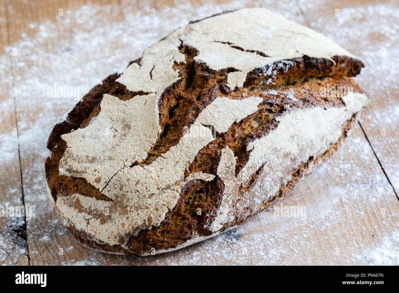 artisan healthy organic traditional cracked sourdough rye bread Stock ...