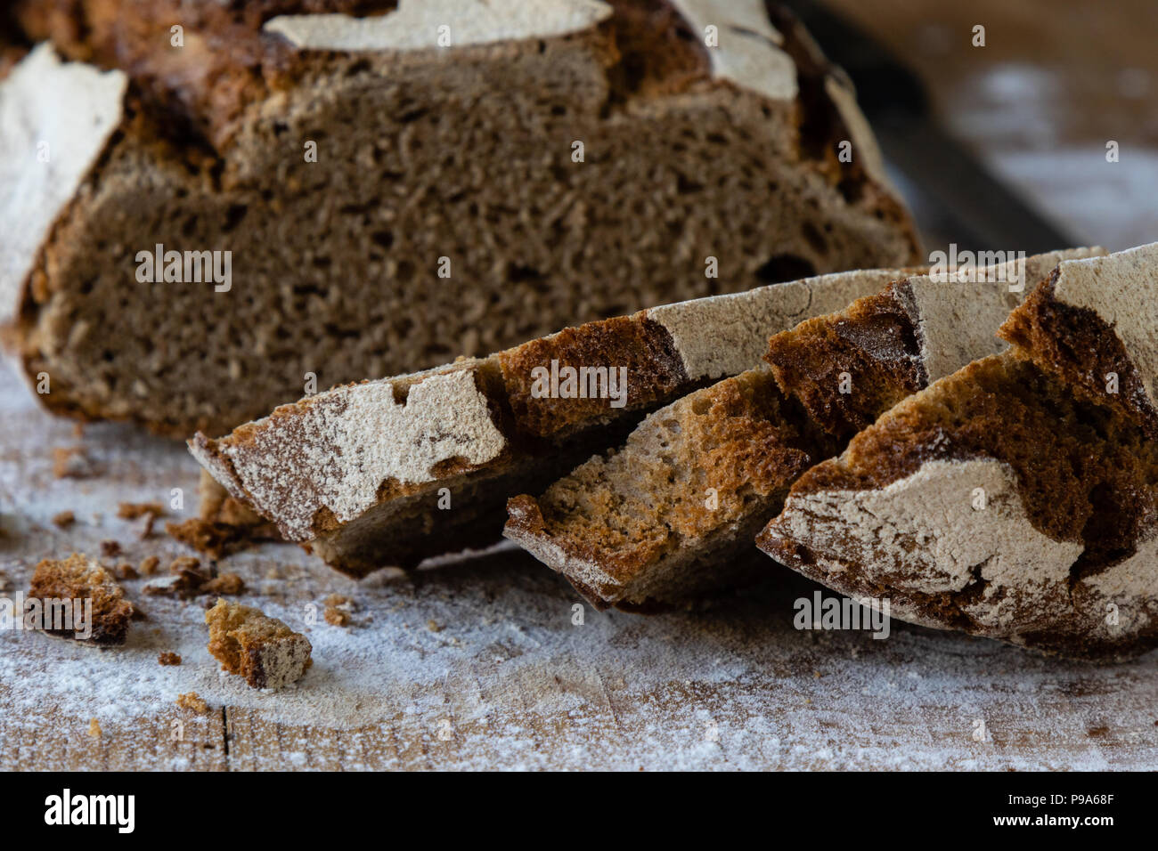 artisan healthy organic traditional cracked sourdough rye bread Stock ...