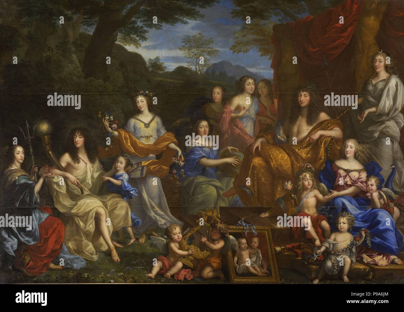 Louis XIV and the royal family. Museum: Musée de l'Histoire de France, Château de Versailles. Stock Photo