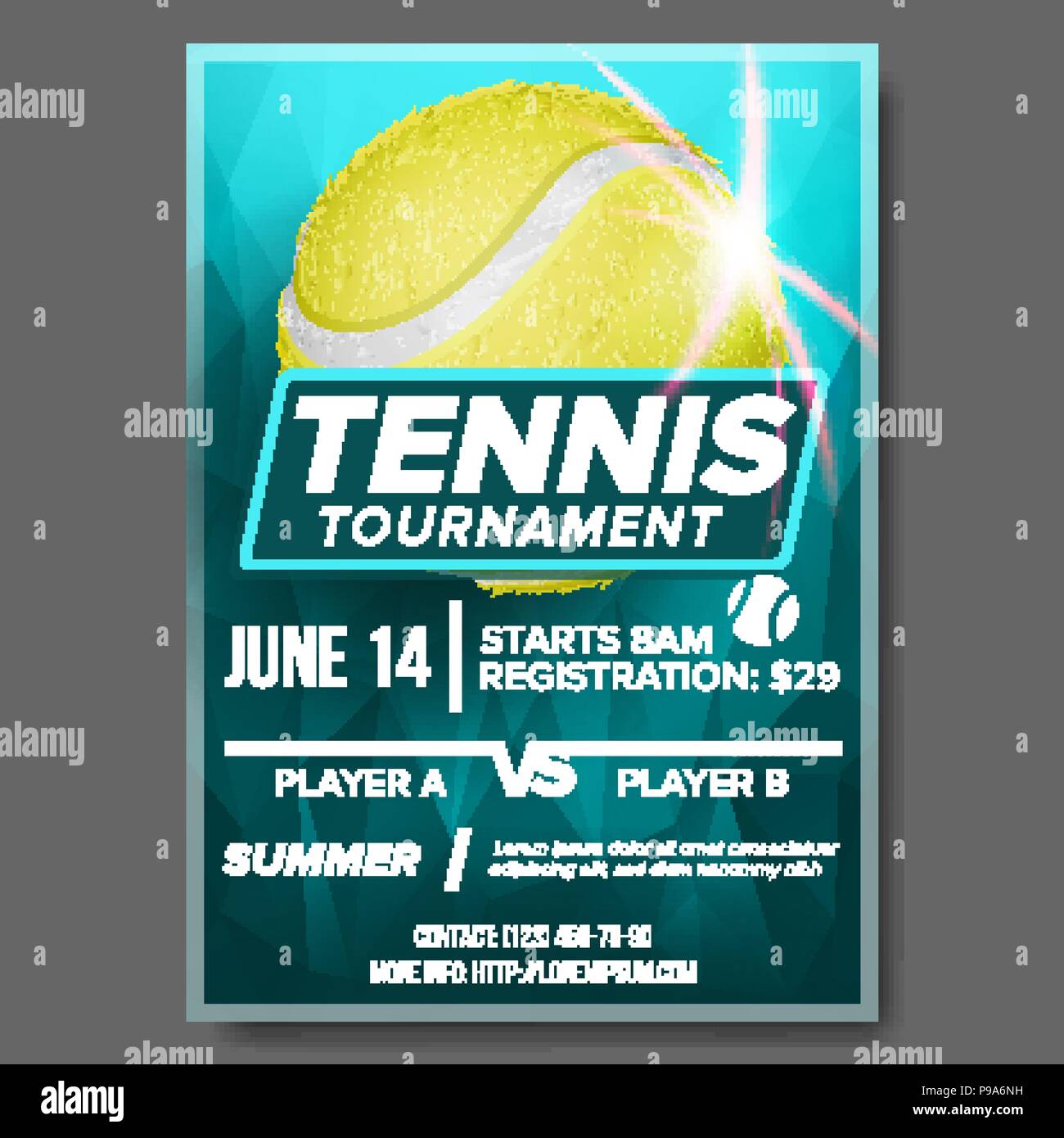 Tennis Poster Vector. Banner Advertising. A4 Size. Sport Event  Announcement. Announcement, Game, League, Camp Design. Championship  Template Illustration Stock Vector Image & Art - Alamy