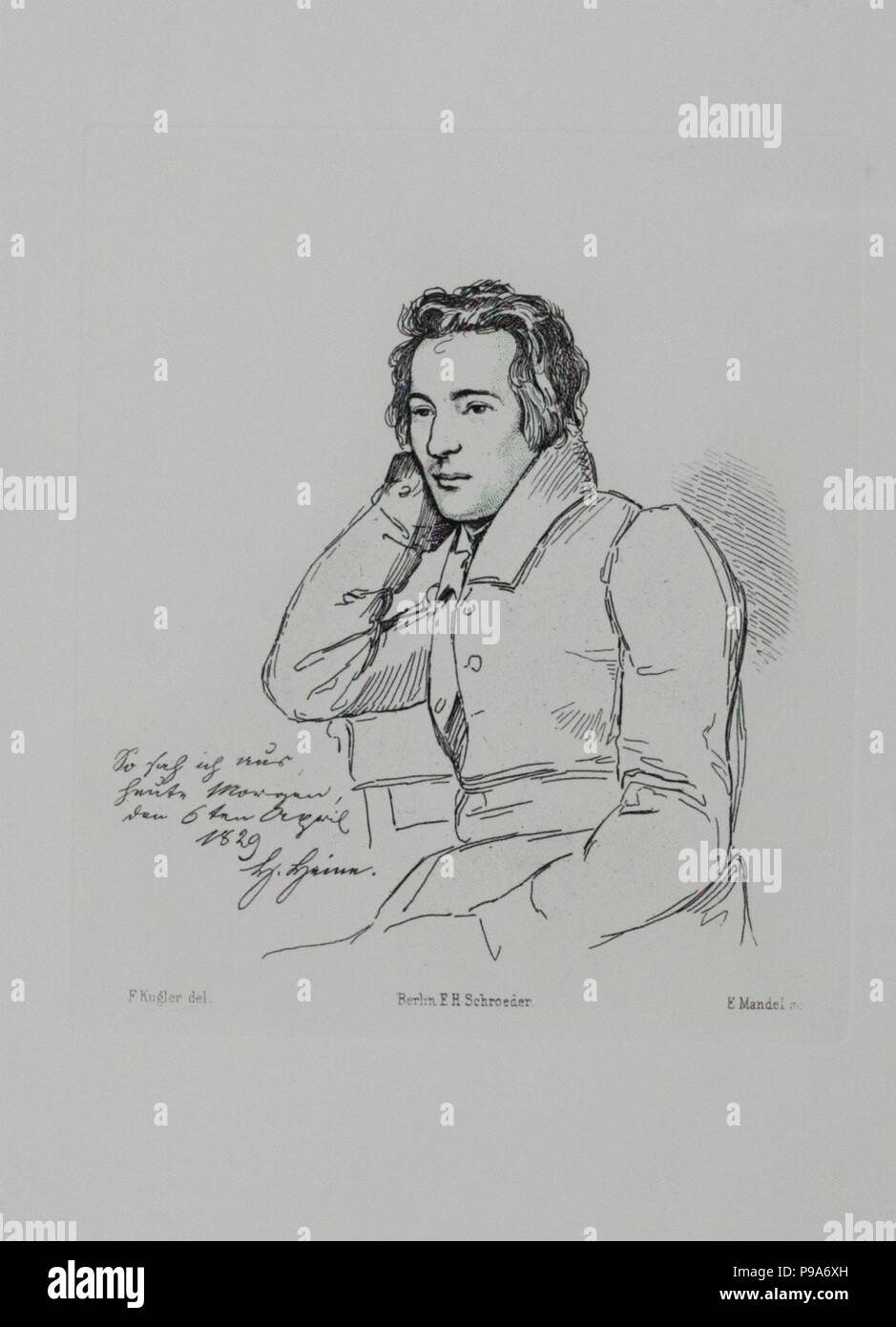 Portrait of the poet Heinrich Heine (1797-1856) After Franz Kugler from 1829. Museum: Heinrich-Heine-Institut, Düsseldorf. Stock Photo