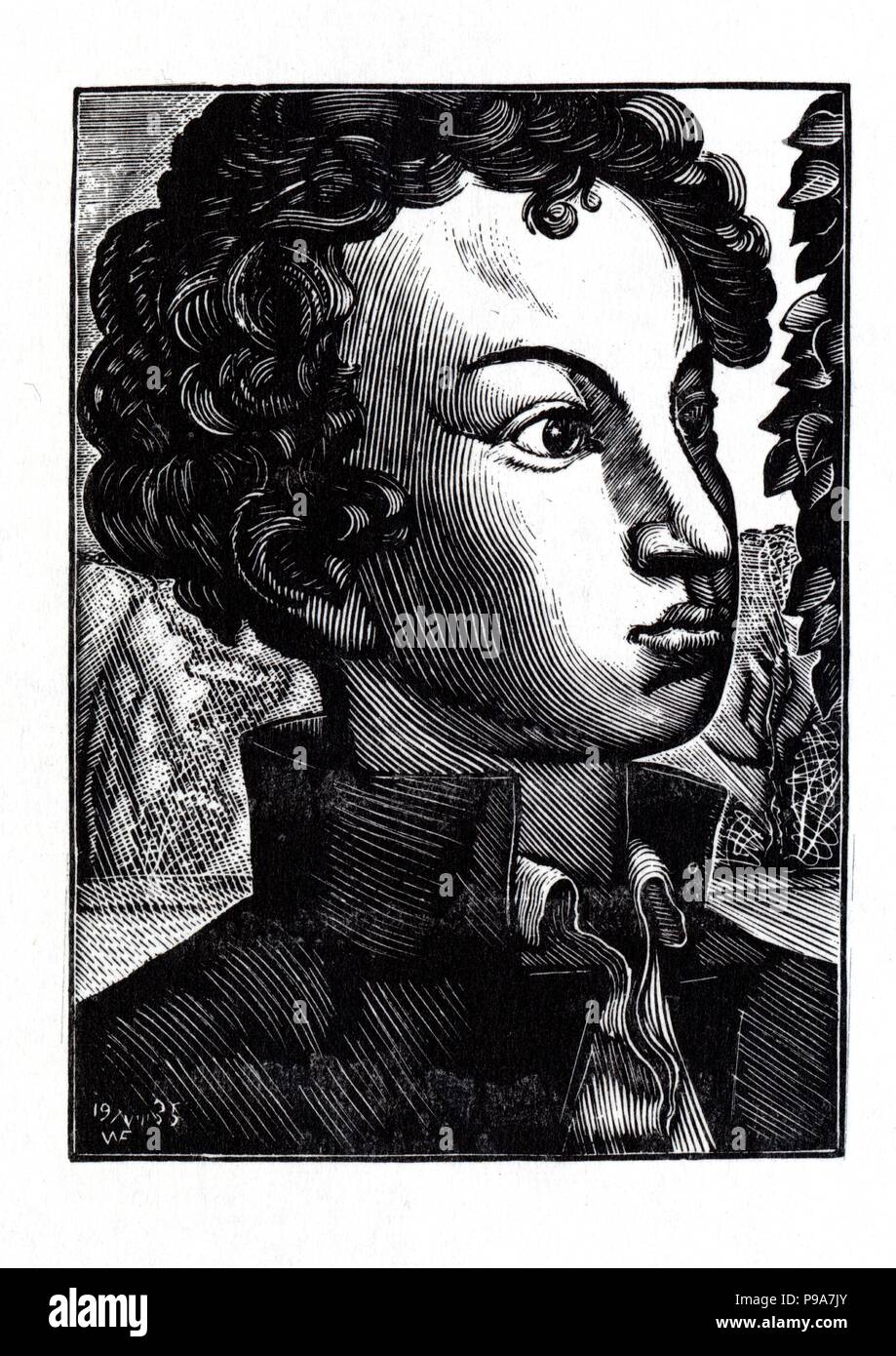 Pushkin as a Graduate of Lyceum. Museum: State Tretyakov Gallery, Moscow. Stock Photo