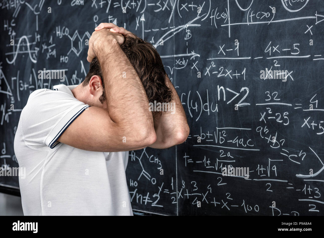 portrait of young stressed teacher Stock Photo