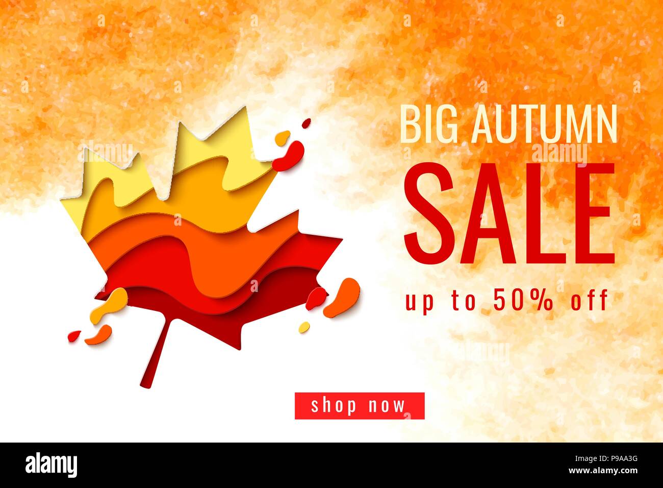 Vector Autumn sale template banner with maple leaf Stock Vector