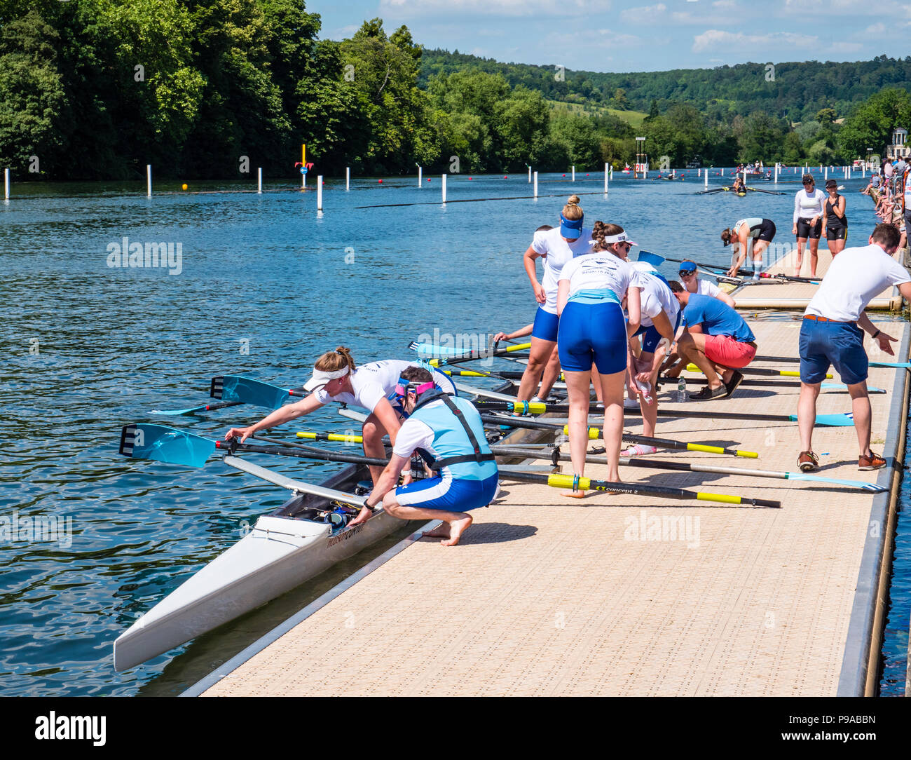Woman's Rowing Team Preparing Boat, Racing, Regatta, HenleyonThames
