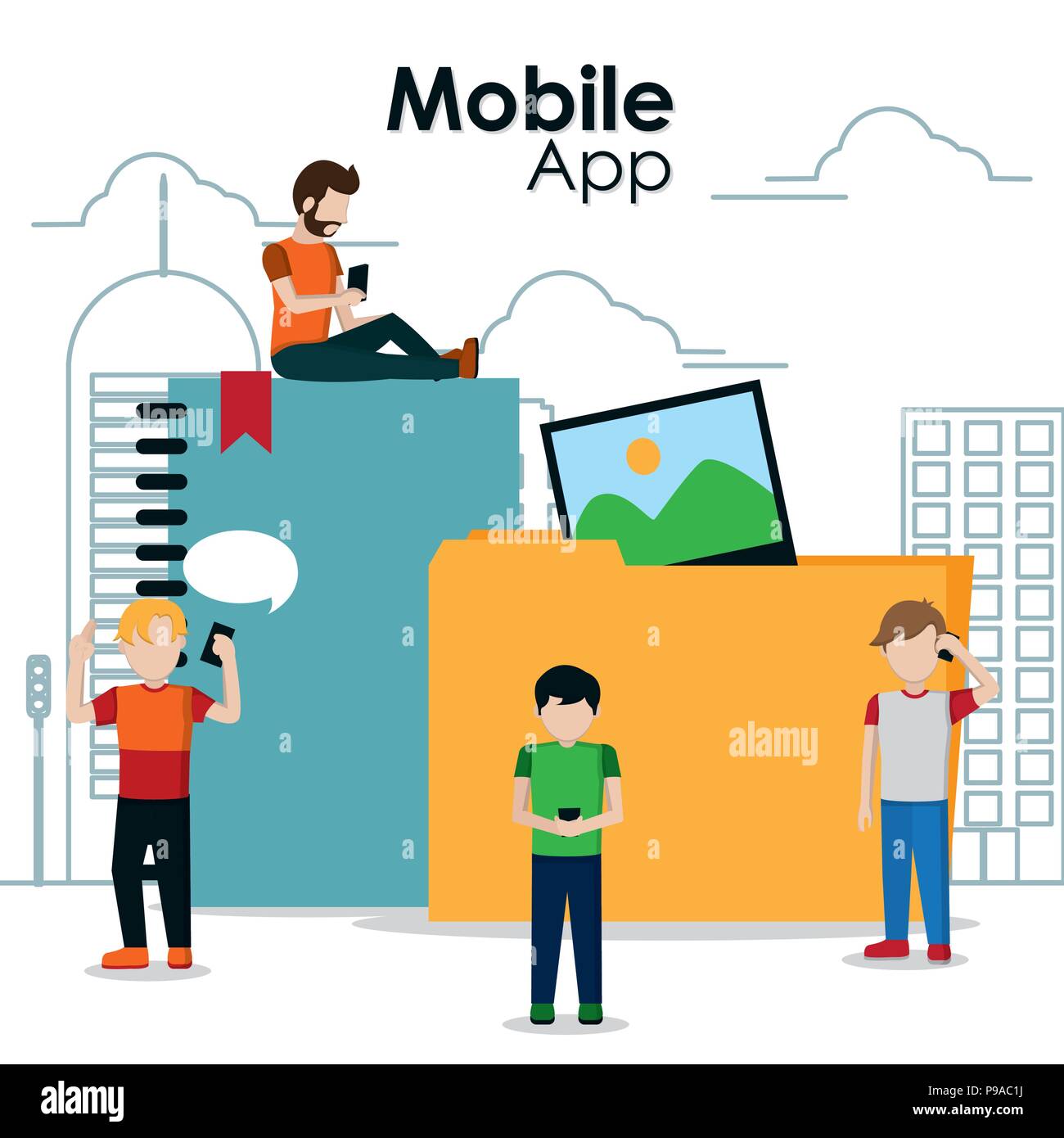 Mobile app technology Stock Vector
