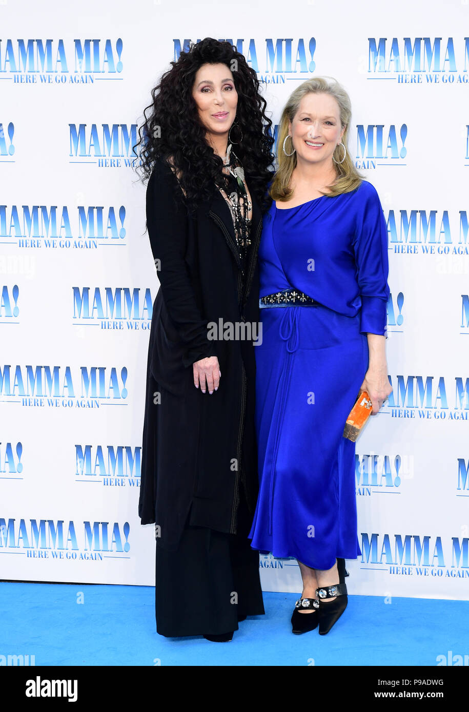 Cher And Meryl Streep Attending The Premiere Of Mamma Mia Here We Go Again Held At The Eventim Hammersmith Apollo London Stock Photo Alamy