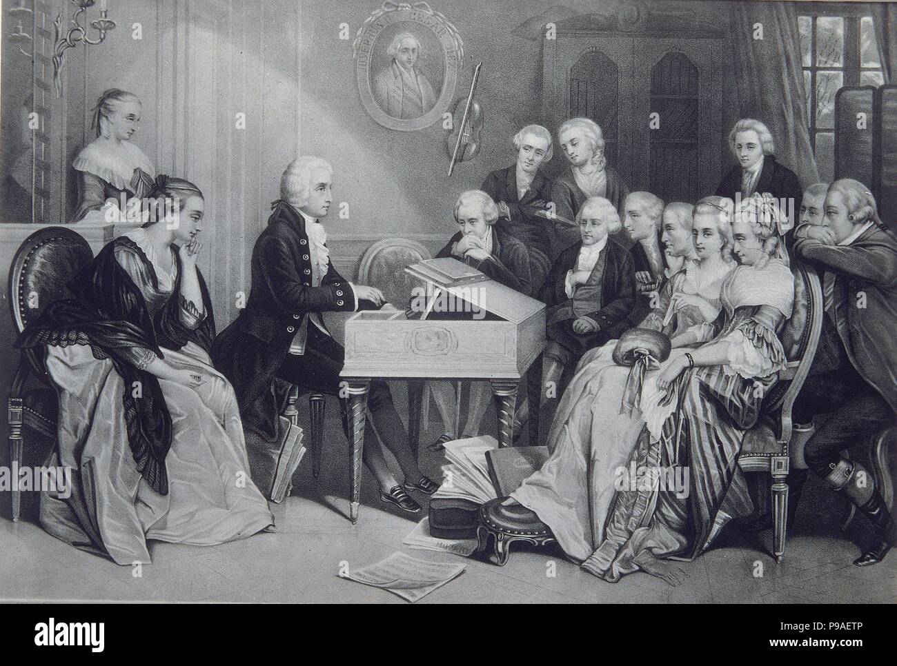 House Concert at the Mozart family in Vienna. Museum Russian State Library, Moscow Stock Photo
