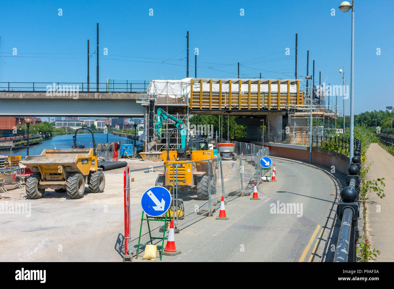 The future junction of the Metrolink Trafford Park and Eccles tram