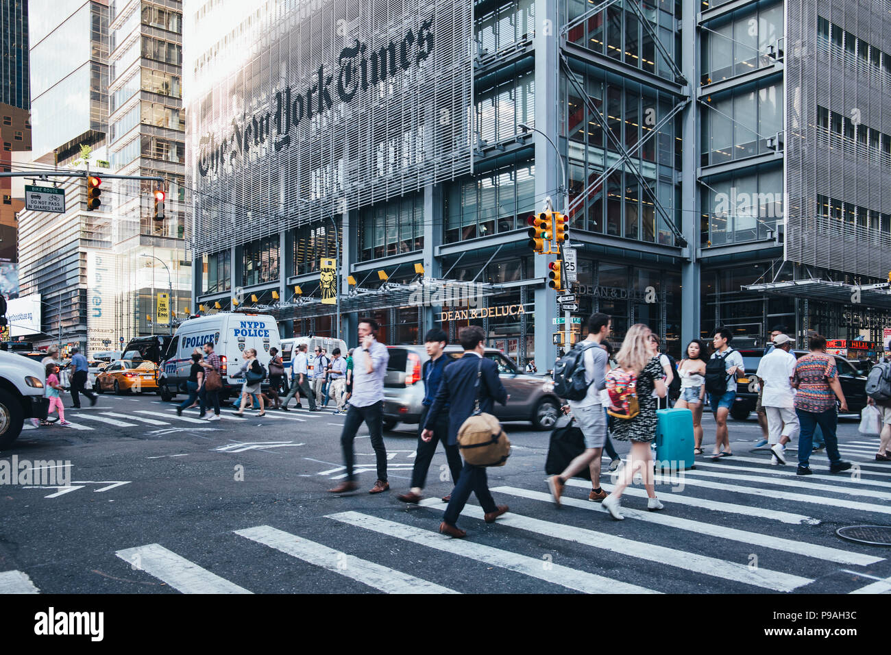 New York City / USA - JUL 13 2018: Rush hour traffic at seventh avenue ...