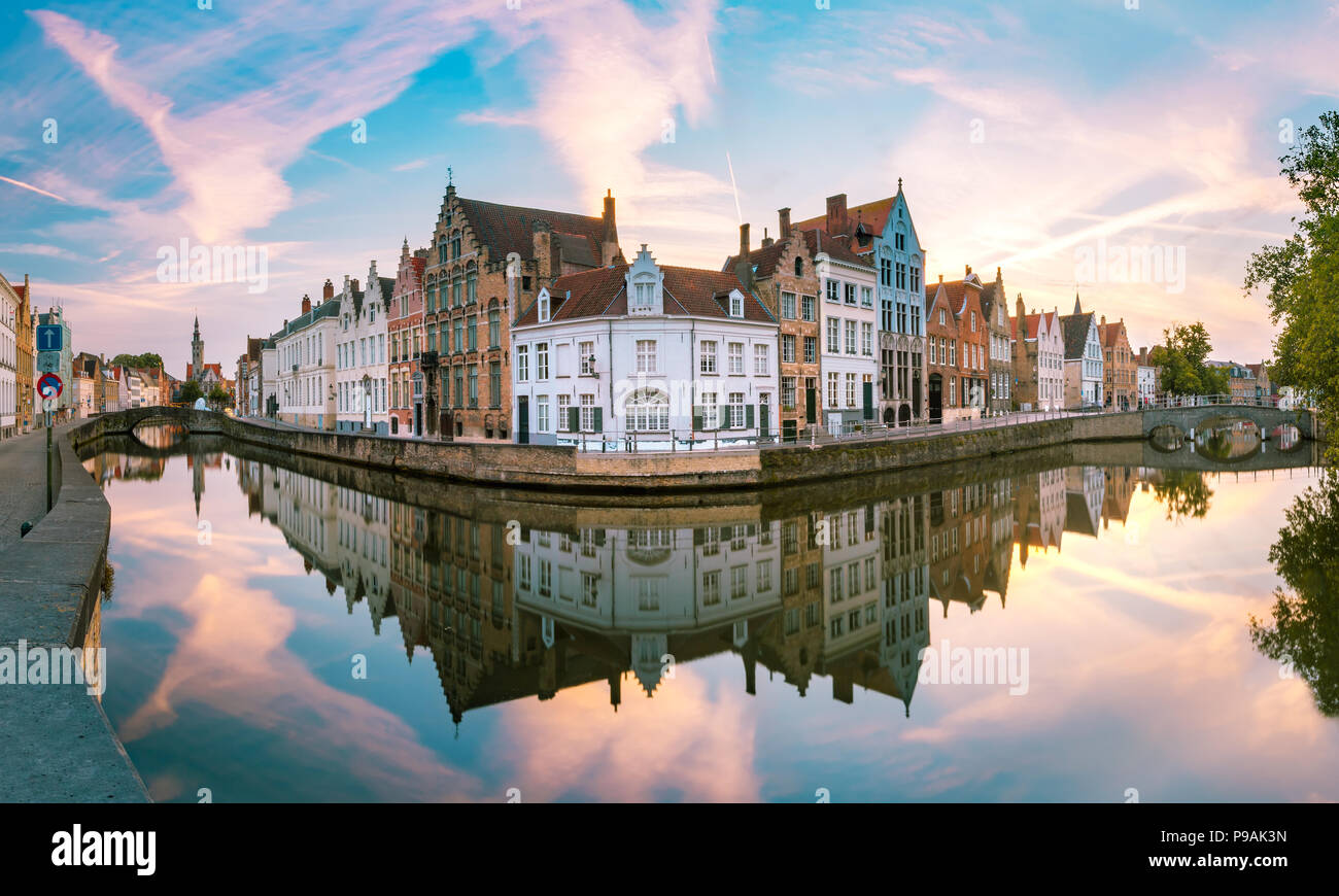 Canal Spiegelrei, Bruges, Belgium Stock Photo