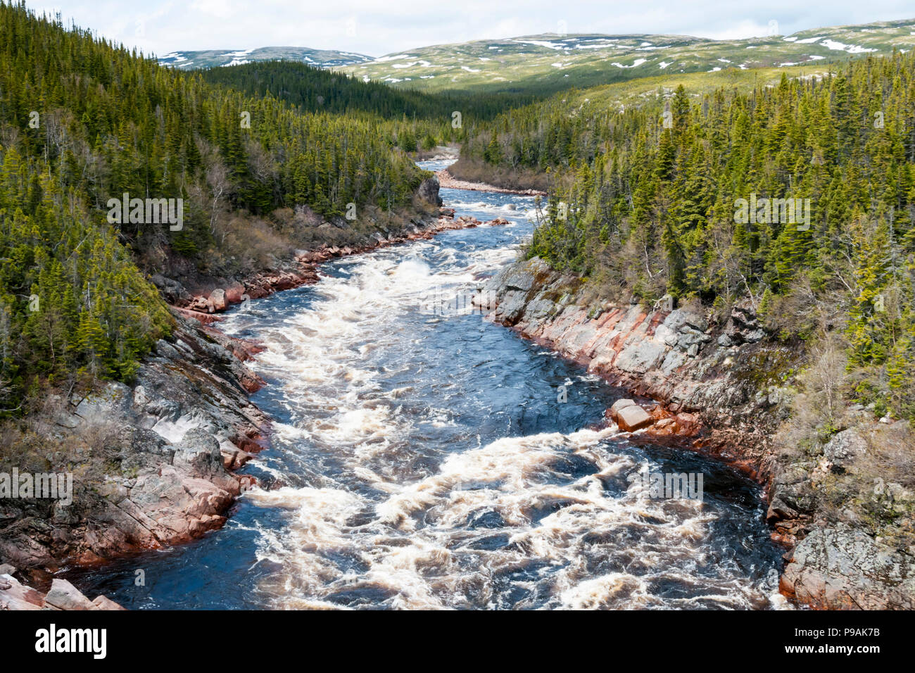 The Pinware River flows through the Pinware River Provincial Park in southern Labrador, Canada. Stock Photo