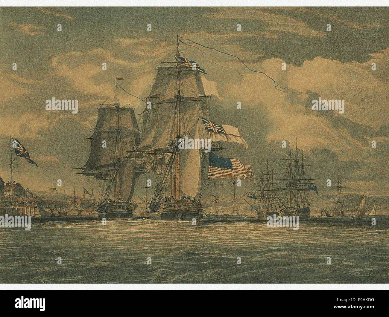 HMS Shannon captures USS Chesapeake, 1 June 1813. Museum: PRIVATE COLLECTION. Stock Photo