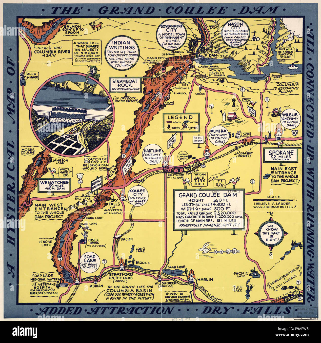 A hysterical map of the Grand Coulee Dam all connected up with